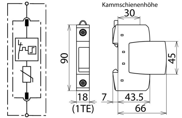 可插拔式电涌保护器(单极) 尺寸规格